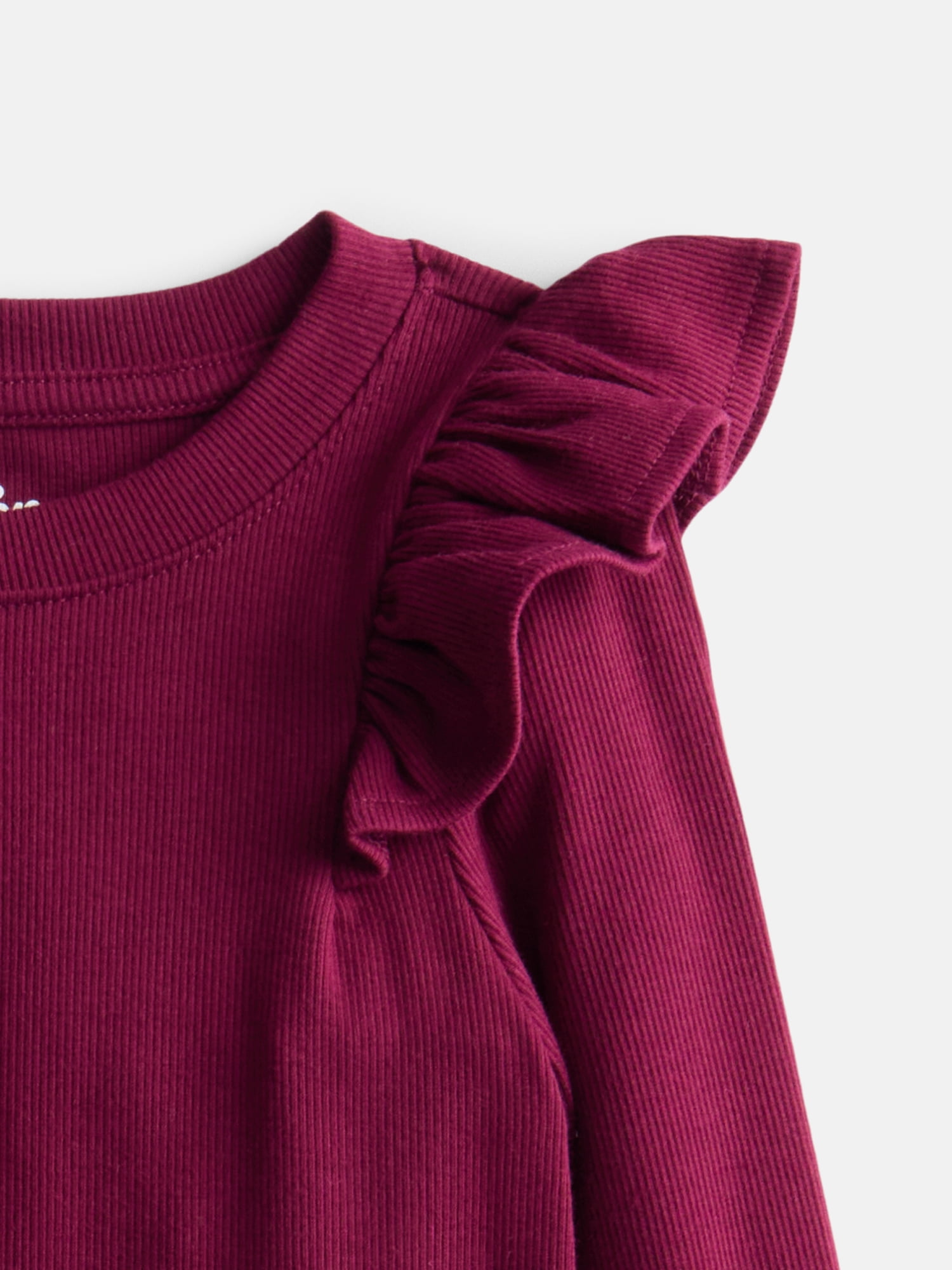 Wonder Nation Girls Rib Knit Top with Long Ruffle Sleeves, Sizes 4-18 & Plus