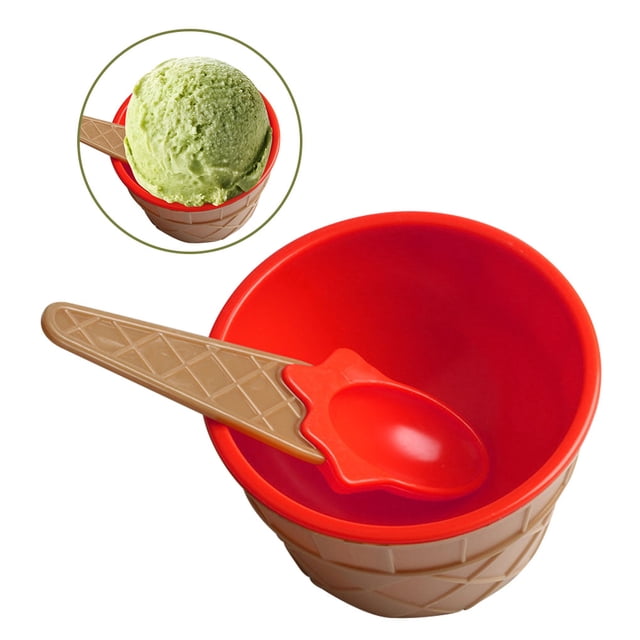 Advancent Taza de helado para niños, postre para niños, regalos de helado, tazón de postre encantador, tazón de mezcla de PP con cuchara, juego de Mostrada gran rojo Advancent HA001694-07