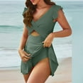 thumbnail image 2 of COM1950s Maillot de Bain pour Femmes Aguichant, Maillot de Bain pour Femmes Robe de Bain à Volants Découpée Col en V Portefeuille, Maillots de Bain pour Forte Poitrine pour Femmes, 2 of 9