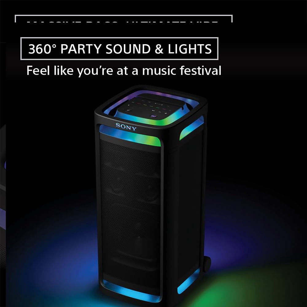 Sony SRSULT900AC ULT POWER SOUND Series ULT TOWER 9AC Party Speaker Bluetooth Black Bundle with Sony ULT POWER SOUND series ULT MIC Wireless Microphone (2 Mics, 1 Receiver)
