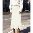 thumbnail image 6 of Suede Skirts for Women Fall Winter Midi Pencil Skirt with Tassel Cream White M, 6 of 7