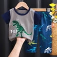 thumbnail image 2 of Pajamas Set for Boys Size 6 Kid's Summer Homewear Boys Girls Cartoon Printed Short Sleeve T Shirt Long Pants Pajamas Suits Children's Clothing Light Blue-C, 3-4 Years, 2 of 3