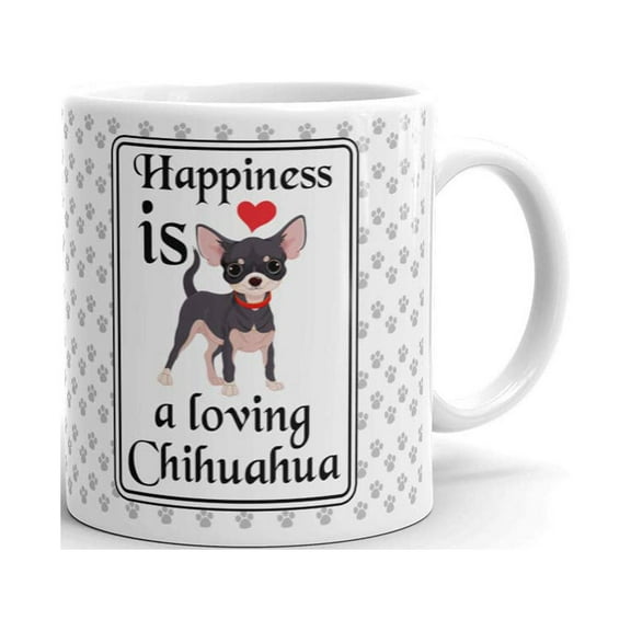 Happiness is a Loving Chihuahua Lover Coffee Tea Ceramic Mug Office Work Cup Gift 11 oz