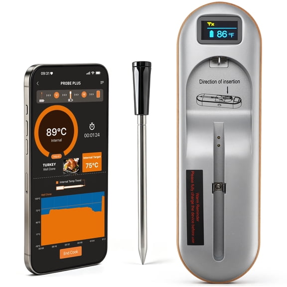 Wireless Meat Thermometer with APP Control, Probes Meat Thermometer Digital, Unlimited Range WiFi & Bluetooth Meat Thermometerfor for Rotisserie, Grill, Oven, Smoker, BBQ, Air Fryer