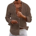 thumbnail image 1 of Camisas Y s Camisa abotonada informal delgada para hombre Camisa de playa de manga larga Camiseta para hombre (Brown, 3XL), 1 of 5