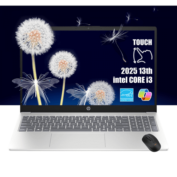 HP 15.6" HD Touchscreen Laptop | Intel Core i3-1315U Beat i5-1230U | 8GB RAM, 256GB PCIe SSD | Webcam | HDMI | Numeric Keypad | Wi-Fi 6 | Windows 11 Home | Silver | Bundle with Wireless Mouse