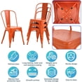 thumbnail image 2 of Dkelincs Metal Dining Chairs Indoor-Outdoor Stackable Restaurant Bistro Chair Set of 4, 18" Seat Height Industrial Side Bar Chairs w/Back, 330 lbs Weight Capacity, Orange, 2 of 7