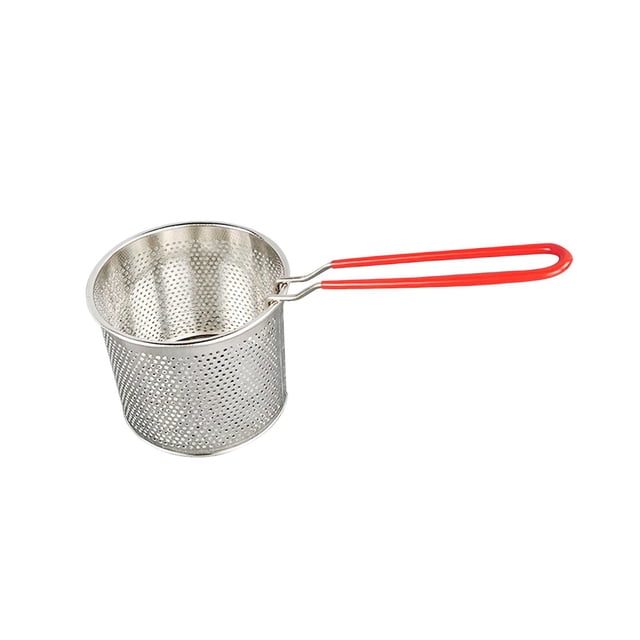 VONKY Stainless Steel Deep Fry Basket Portable Open Diameter Picnics 17.5cm Outdoor Camping for Kitchen Silver Diameter 13.5cm