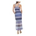 thumbnail image 2 of GUESS Womens Blue Zippered Slitted Keyhole Front Bra Cups Lined Striped Sleeveless Halter Maxi Sheath Dress 14, 2 of 4
