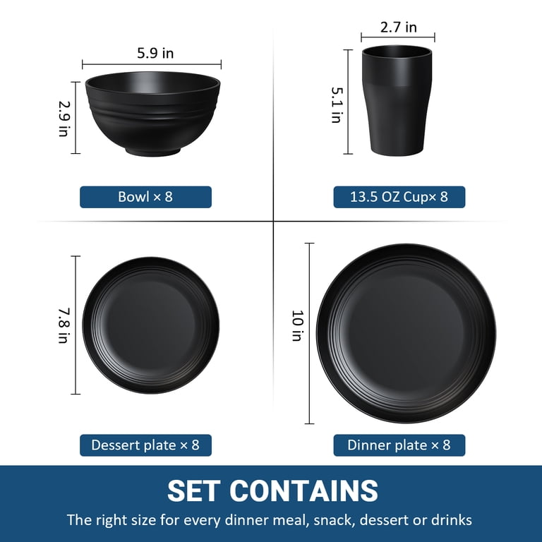 TINANA Wheat Straw Dinnerware Sets for 8, 32 PCS Unbreakable