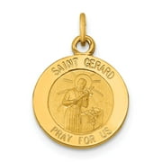14k Yellow Gold Saint Gerard Medal Charm Pendant