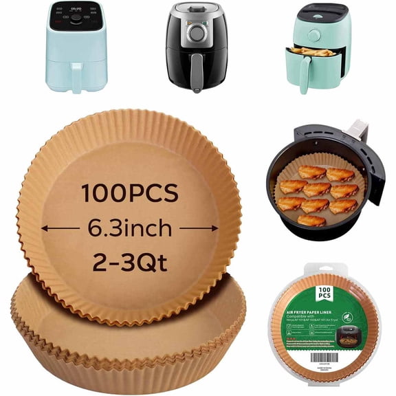 NORIZF Mini Air Fryer Liners for 2Qt Air Fryer,100Pc Non-Stick Air Fryer Parchment Paper Pads Air Fryer Liners Compatible with Mini 2.1 2-Qt Small