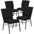 thumbnail image 2 of BizChair 4 Pack 18.5''W Church Chair in Black Fabric with Book Rack - Silver Vein Frame, 2 of 14