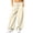 Beige 1, variant on Womens Sweatpants Wide Leg Full Length Palazzo Jogger with Pockets Fleece Lined Loose Contrast Ruffle Elastic Drawstring High Waist Warm Athletic Street Solid Bottoms
