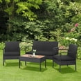 thumbnail image 2 of Costway 4PCS Patio Rattan Furniture Set Cushioned Chair Wooden Tabletop Black, 2 of 9