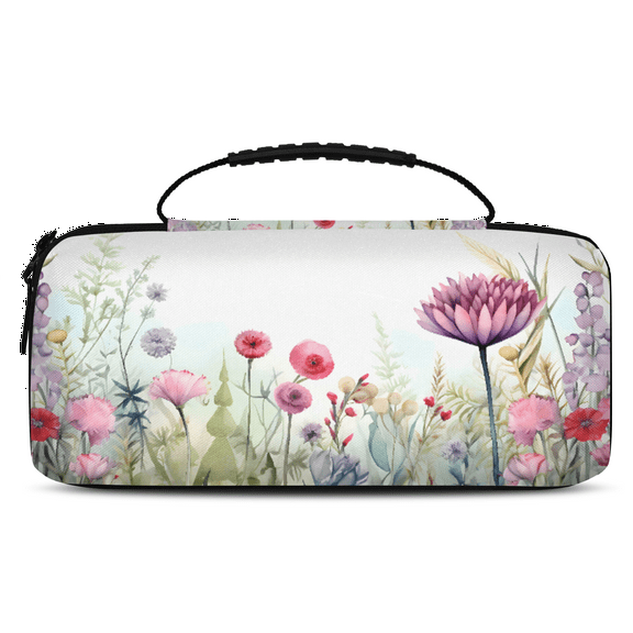 Herdesigns Wildflowers Botanical Carrying Case for Nintendo Switch OLED Model 2021 & Switch 2017 with 20 Game Card Slots, Portable Travel Carry Case for Accessories and Console