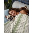 thumbnail image 3 of Queen Flat Sheet Only Rustic Sage Green Stripe on Linen Soft Microfiber Cooling Bedding Sheets Minimalist Line Texture Flat Bed Sheet for Hotel,Home Decor, 3 of 7
