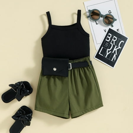 

kpoplk 1st Birthday Girl Outfit Toddler Kid Baby Girls Crop Top T-Shirt Camouflage Long Pants Tracksuit 2Pcs Summer Outfits(Black)