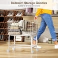 thumbnail image 4 of Wire Laundry Hamper Cart,Laundry Hamper Trolley with Pull Handle,White High Laundry Basket Cart for Laundry Room,Bathroom,Bedroom-White（23.6 * 15.75 * 28inch）, 4 of 8