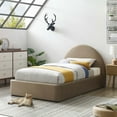 thumbnail image 2 of Platform Bed Frame, Twin Size, Taupe Gray, Velvet, Bedroom, Modern Contemporary Boutique HB36780, 2 of 9