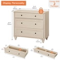 thumbnail image 6 of Set of 2 Farmhouse 3-Drawer Nightstands, Large Wooden Bedside Tables, Wide Sofa Side End Tables with 3 Drawers, Chest of Drawers for Living Room and Bedroom, Beige, 34 Inches, 6 of 6