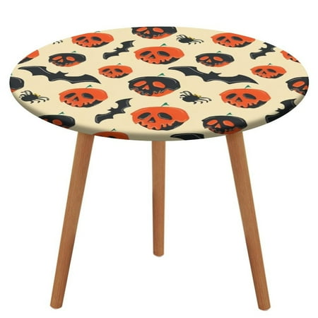 

Bybiment Round Fitted Tablecloth with Elastic Edge Pattern Cute Halloween Apple Decorative Tablecloth Table Cover 39 Inch