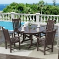 thumbnail image 5 of WestinTrends Malibu Patio Dining Table, All Weather Poly Lumber Adirondack 47" Trestle Round Outdoor Table with Umbrella Hole, Dark Brown, 5 of 7