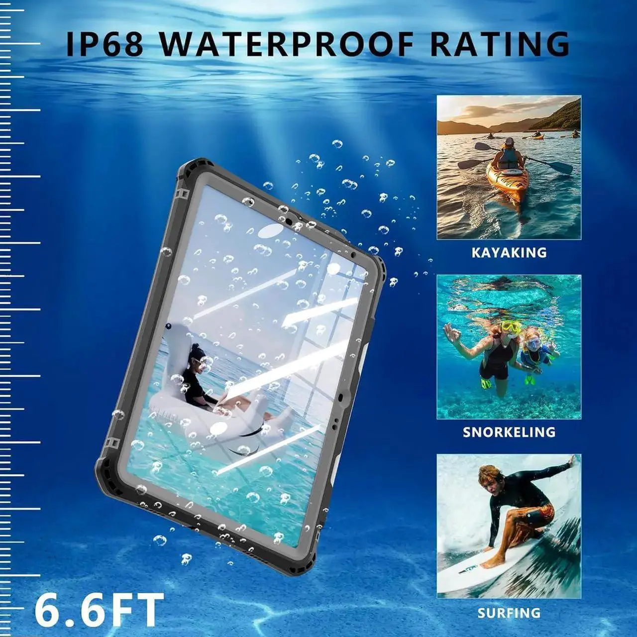 Waterproof Case for iPad Air 11 Inch Case M4/M3/M2 (2026/2025/2024), iPad Air 6th/5th/4th Generation 10.9 Inch 2022/2020 with Screen Protector Pencil Holder & Stand & Shoulder Strap & Handle