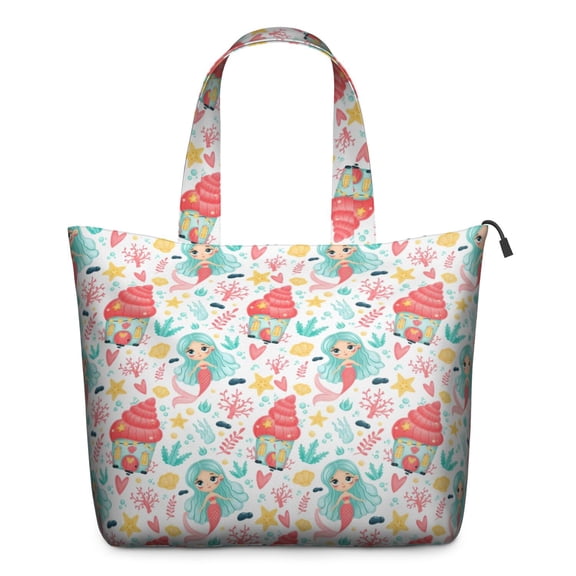 Colorful Mermaid Princess Pattern Travel Tote Bags for Women Carry On,Large Weekender Bags for Women Travel,Multi Functional Duffle Bag for Work,Shopping,Sports