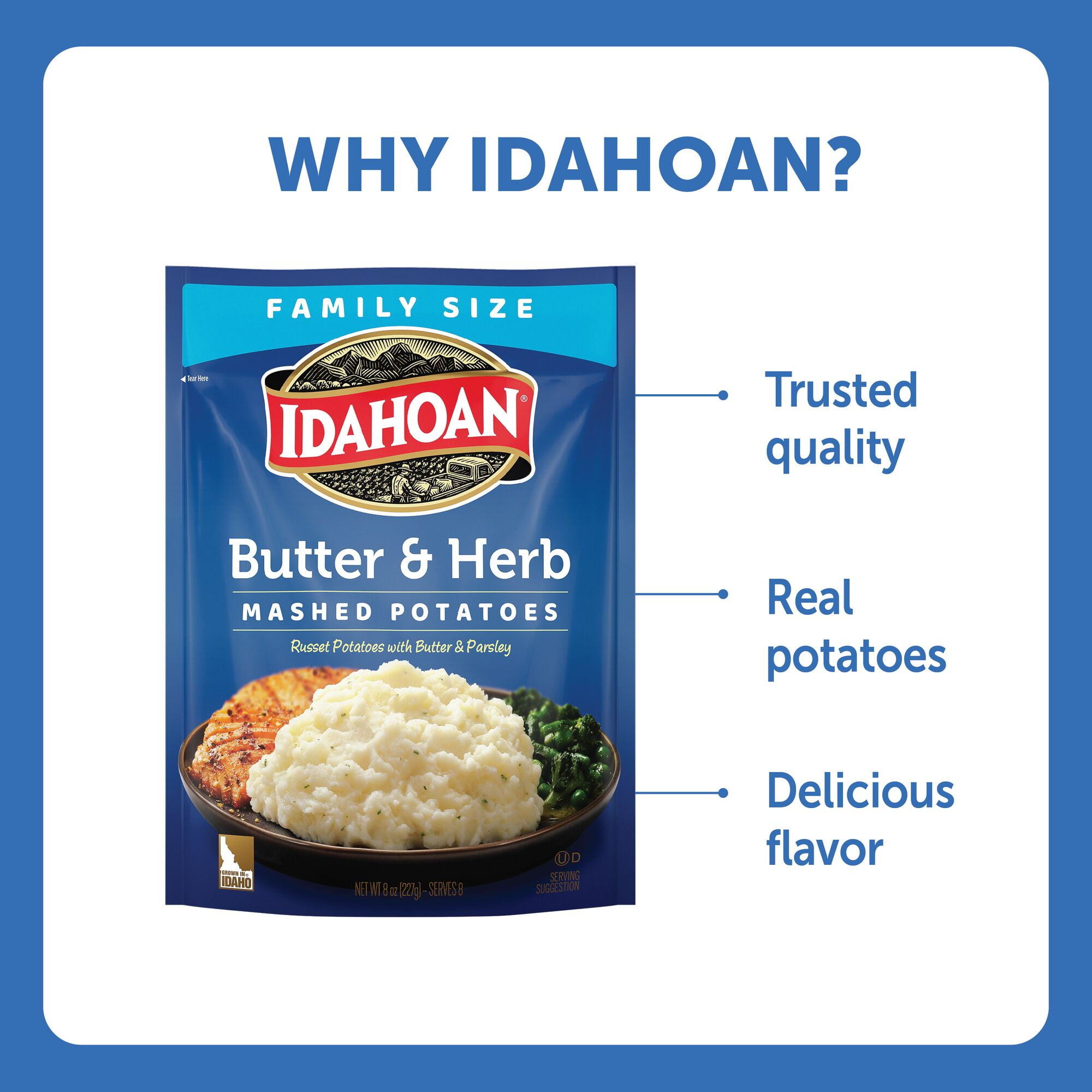 Instant Idaho Butter Herb Flavor Potato Mix Family Size 8 oz Pouch Walmart