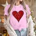 thumbnail image 6 of ICHUANYI Women's Shirts Valentine's Day Fashion Casual Crew Neck Short Sleeve Tops Print T-shirt Cloth New Trending, 6 of 6