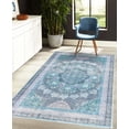 thumbnail image 4 of Vintage Decorative Rug, Nostalgic Weathered Style Print of Medallion Ornaments and Bohemian Flourishes, Quality Carpet for Bedroom Dorm and Living Room, 6 Sizes, Sea Blue Indigo, by Ambesonne, 4 of 4