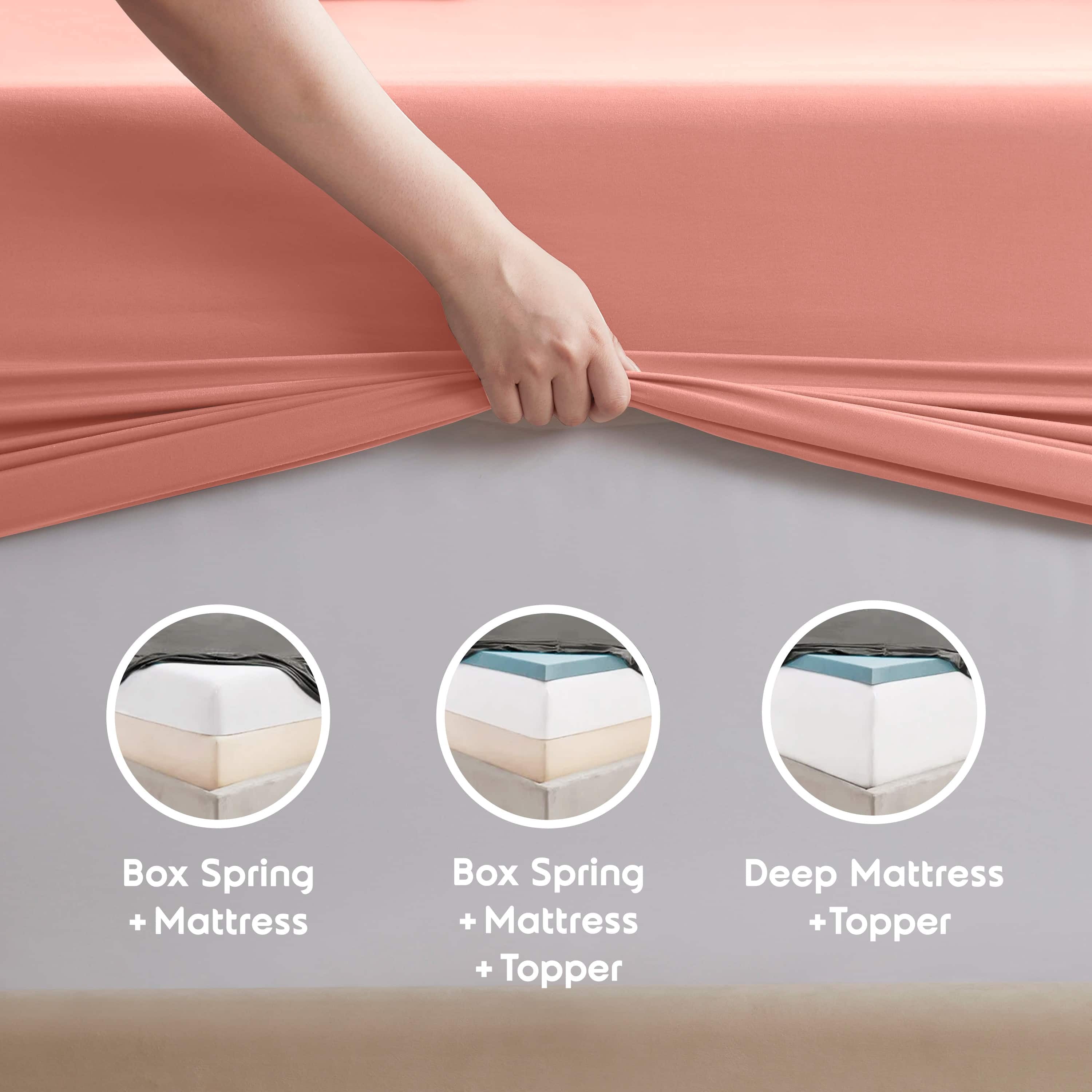 LammaLoe Extra Deep Pocket Full Size Sheets set, Fits 18"-24" Mattress, 6 Piece Soft Microfiber Bed Sheet Sets, Misty Rose