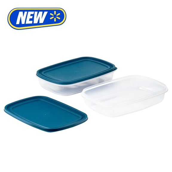 Mainstays Reusable Food Storage Containers, Large Rectangle, Plastic, 2 Pack – 2 Containers with Lids, 1.5 Gallons,Ideal for Meal Planning