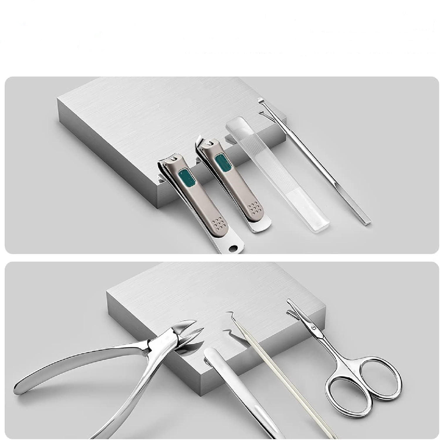 Manicure Sets Pedicure Kits Stainless Steel Nail Clipper Personal Care Tools with PU Leather Case (Gray)