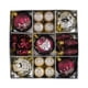 thumbnail image 1 of Juego de 35 adornos navideños con forma de bola, colgantes irrompibles, decorativos para Navidad. Rojo oscuro y beige, 1 of 9