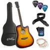 Ashthorpe 41-Inch Beginner Acoustic Guitar Starter Package, Sunburst