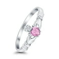 thumbnail image 2 of Claddagh Heart Promise Ring Pink CZ 925 Sterling Silver Size 4, 2 of 7