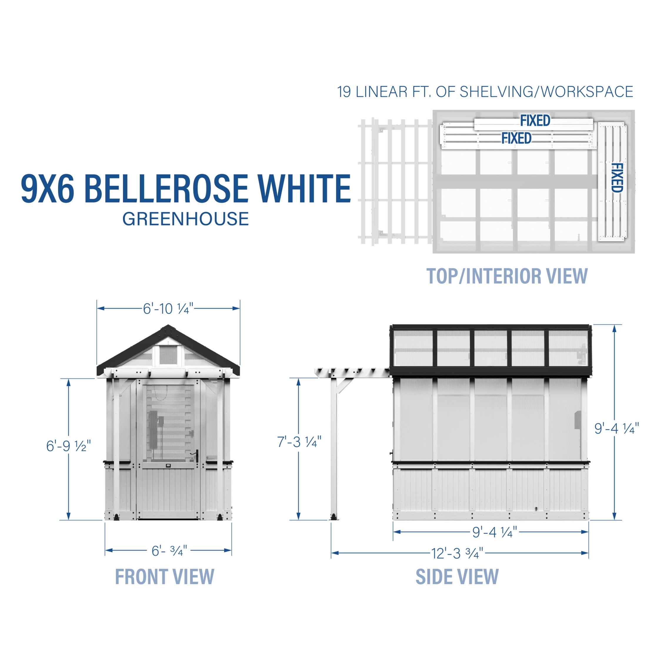 Backyard Discovery Bellerose 9'x6' White Cedar Wood and Polycarbonate Greenhouse, Pergola