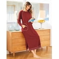 thumbnail image 2 of Ekouaer Women Nightgowns Long Casual Nightdress Long Sleeve Sleepwear with Pocket, 2 of 4