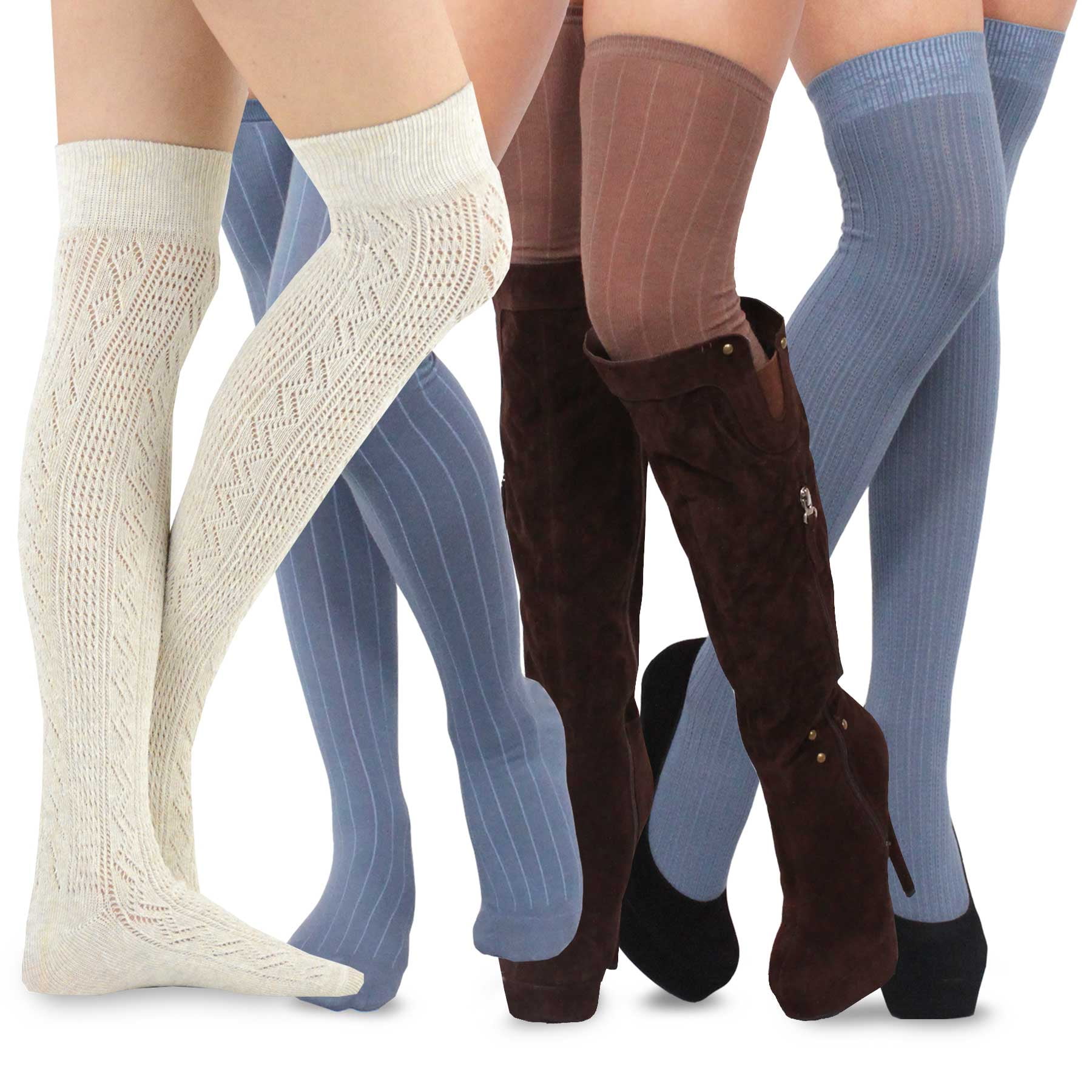 TeeHee Socks - Teehee Women's Extra Long Fashion Thigh High Socks Over ...