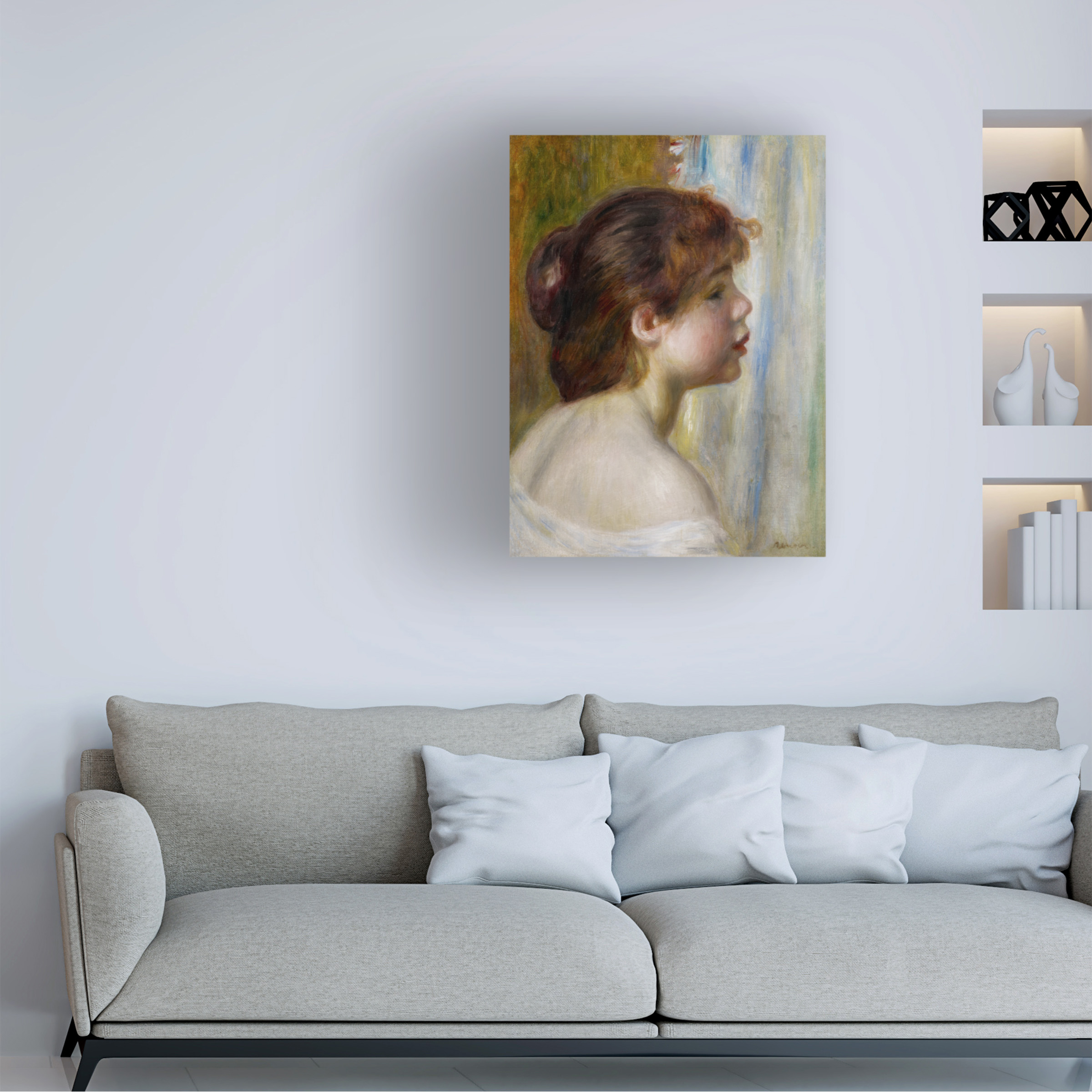 Trademark Fine Art "Head of a Young Woman" Canvas Art by Pierre-Auguste Renoir