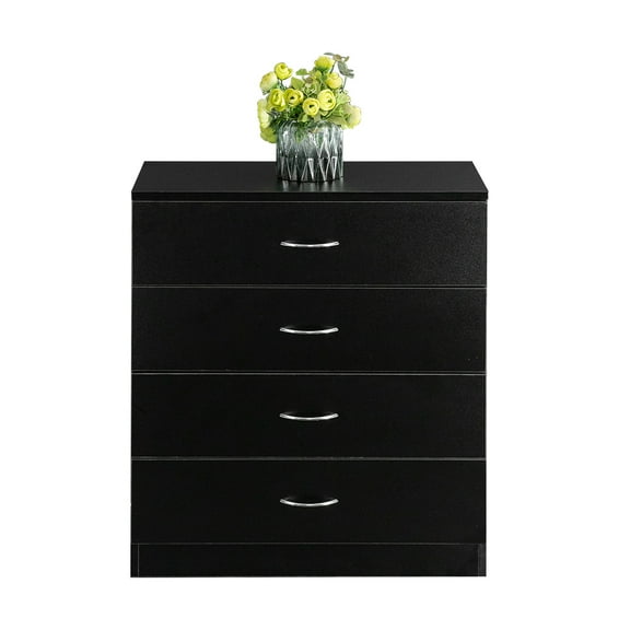 SamyoHome 4 Drawers Dresser Chest Cabinet Bedroom Night Stand Organizer, Black