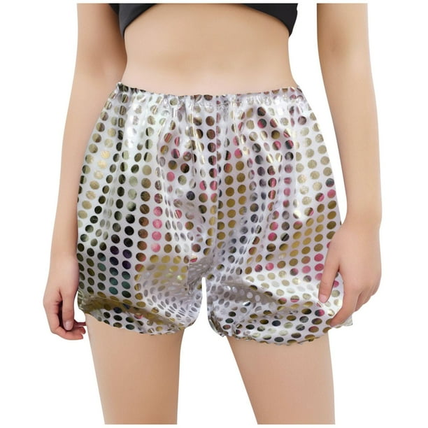 Odeerbi 3-12 Años Niños Niñas Lentejuelas Metálicas Sparkly Pantalones Cortos de Baile Sport Atletic Pantalones Cortos Etapa Rendimiento Trajes Verano Pantalones Color Sólido