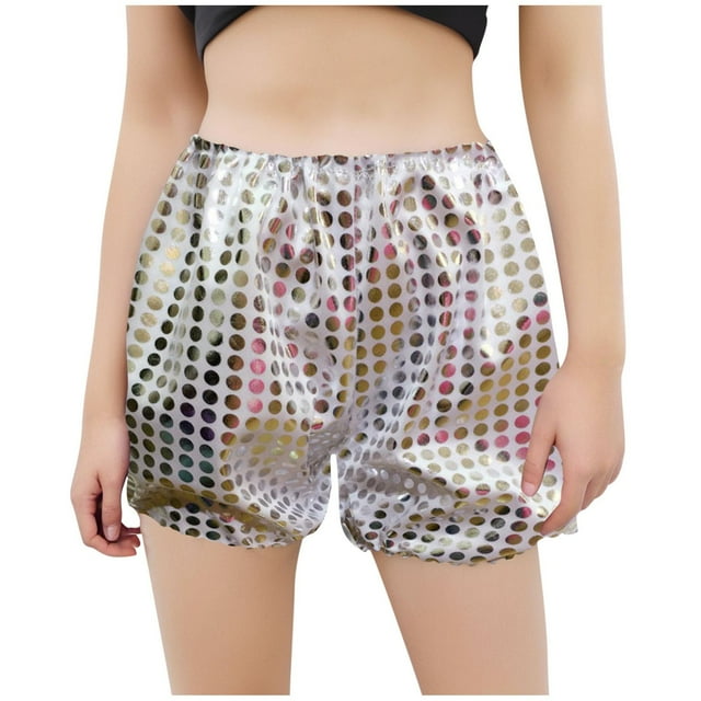 Odeerbi 3-12 Años Niños Niñas Lentejuelas Metálicas Sparkly Pantalones Cortos de Baile Sport Atletic Pantalones Cortos Etapa Rendimiento Trajes Verano Pantalones Color Sólido