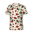 thumbnail image 3 of Yiaed Rose Flowers Print Mens Short Sleeve Tight Fit T-Shirt, Crewneck Casual Tee-Large, 3 of 5