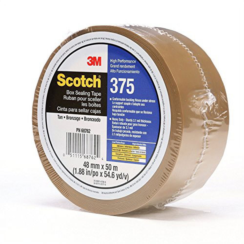 Scotch Carton Tape, Polypropylene, Tan, 48mm x 50m 375