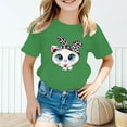 thumbnail image 5 of Baby Girls' Tees Cute Graphic Round Neck Short Sleeve Tee Summer Casual T Shirt Toddler T Shirts Tops Green 7 Years-8 Years, 5 of 5