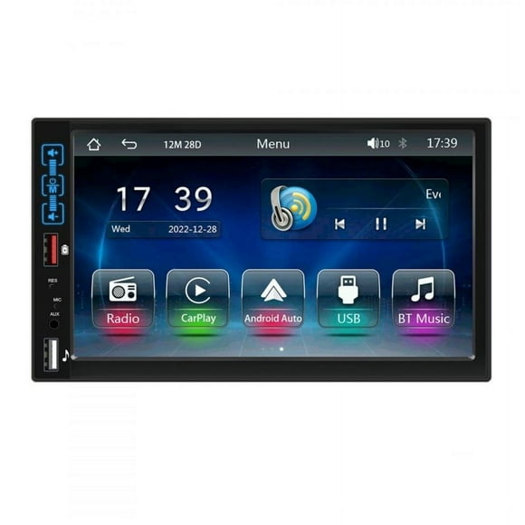 Dual Din Car Radio 7-Inch HD Screen Bluetooth Hands-Free Kit Mp5 Player for Carplay Wireless Standard w/ 12 Lights