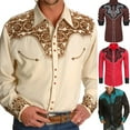 thumbnail image 5 of Men Western Long Sleeve Shirts Casual Slim Button Down Dress Shirt Blouse Tops, 5 of 9